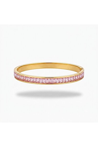 h&b design jewel Steel Pink Baguette Stone Cuff Bracelet