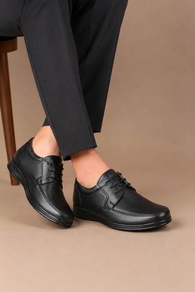 ERN SHOES Hakiki Deri Tam Ortopedik Siyah Erkek Ayakkabı 45-46-47-48-49 Numar...