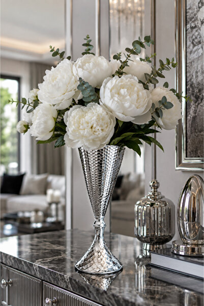 ANGDESİGN Kupa Metal Vase Chrome • Home Decoration Trend Vase Luxury Living R...