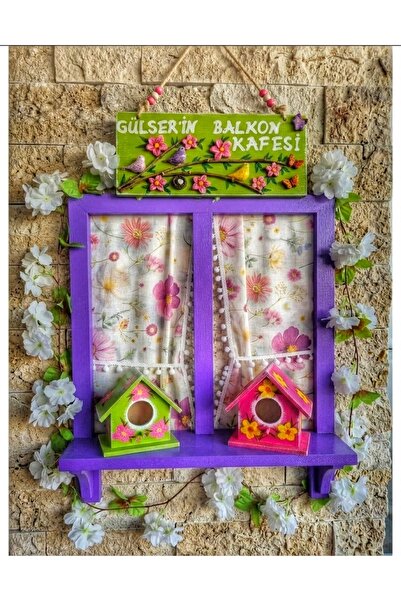 buraxe Balkon duvar dekorasyonu, ahşap pencere +kuş evleri+pano set,AYRINTILA...