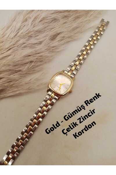 Ricardo Vintage Saat & Retro Minimal TASARIM , Gold Renk Rasa , Beyaz Renk Ka...