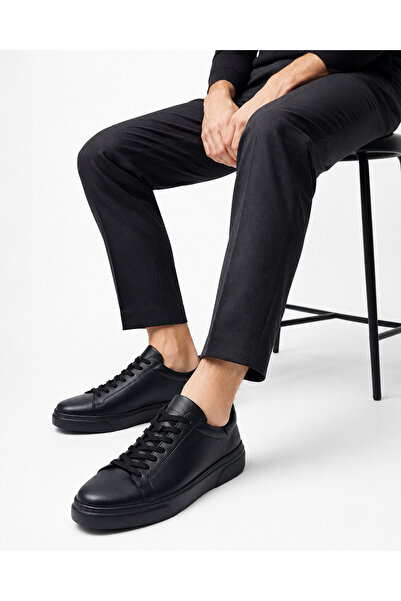 FOOTCAP Erkek Siyah Hakiki Deri Spor Casual Günlük Ayakkabı – Rahat ve Şık Ta...
