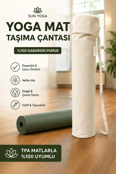 SUNYOGA Geantă pentru saltea de yoga, 100% bumbac, gabardină, TPE, geantă de ...