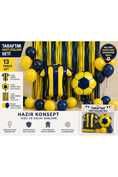 aloha concept Sarı Lacivert Taraftar Parti Süsleme Seti 13 Parça – Forma ve F...