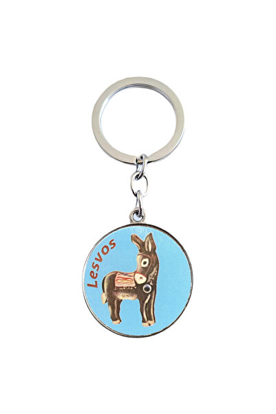 Bestgifts Γυάλινο μπρελόκ διπλής όψης (Γάιδαρος Λεύκος)