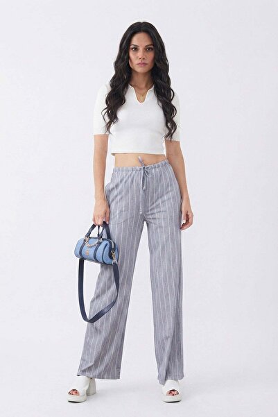 Fulla Moda Striped Tie Waist Palazzo Pants