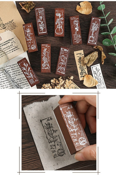 Kolbi Craft 1 Adet Ahşap Stamp Çiçek Desen Scrapbook Bullet Journal Ajanda(RA...