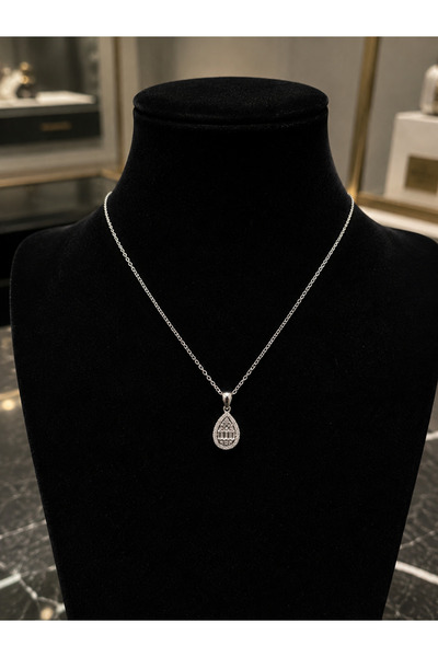 925 ayar gümüş damla model kolye