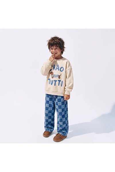 DOAMİNİ Erkek Çocuk Pamuklu Baskılı Sweatshirt Uzun Kollu