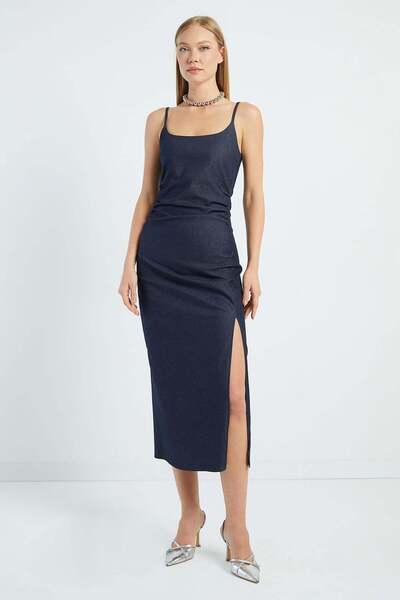 Fulla Moda Drapeli Strap Dress with Slits