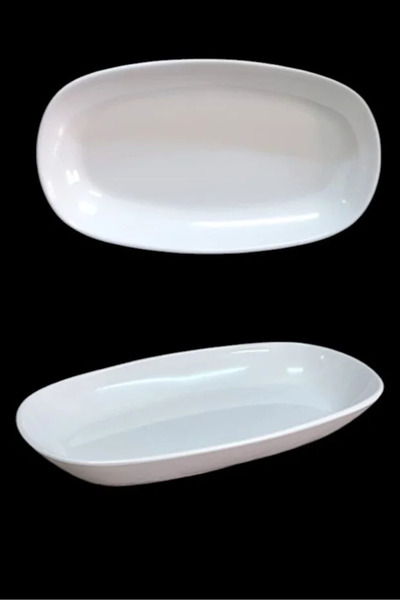 poliva home 2 Adet Kırılmaz Melamin Kayık Tabak Orta Salata Tabağı 29x17cm - ...