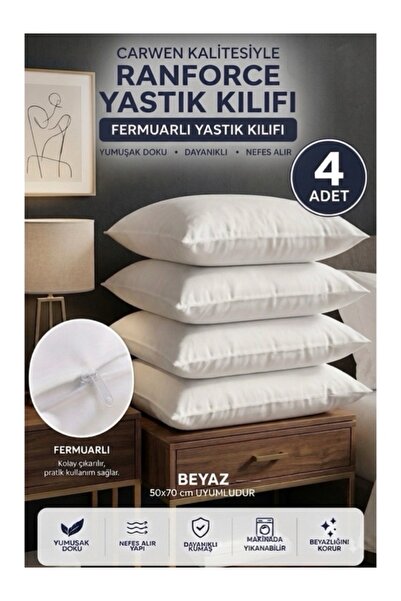 carwen home tekstil Zippered Inner Lining Pillow Cover 4 Pieces No Inner Filling