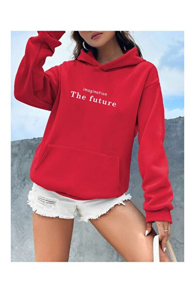 DAXİS Sportwear Company Women's Printed Oversize Hooded Sweatshirt