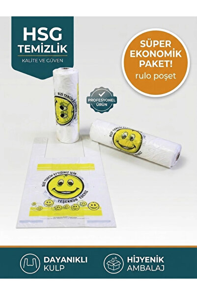 HSG TEMİZLİK Gülenyüz Baskılı Rulo Poşet Küçük