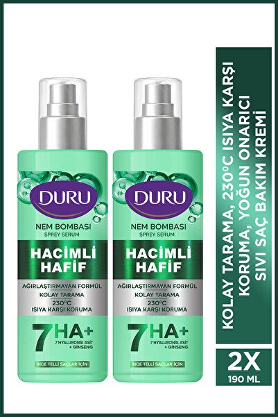 Duru Nem Bombası 7’li Hyaluronik Asit Hacimli,Ağırlaştırmayan Formül Saç Bakı...