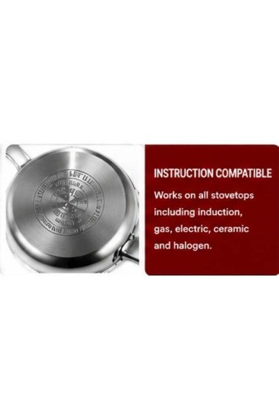 MISTERCOOK Mister Cook Titan Tri-Ply Fry Pan, 1135/32, 32 Cm, Easy To Clean, Non-Stick, Stainless Steel