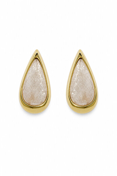 Jack Ferrero Yellow Tone Framed Cream Color Drop Bijouterie Earrings
