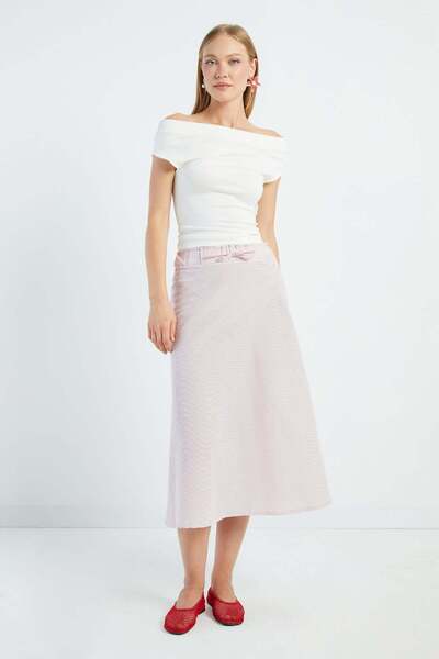 Fulla Moda Fusta clopot cu dungi, lungime midi
