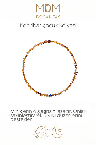 MDM Doğaltaş Nazar boncuğu detaylı çocuk kehribar kolye