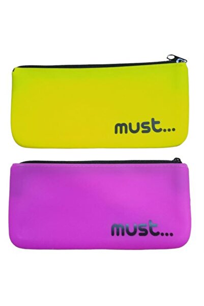 MUST Pencil Bag 584839 Silicone Plain Four Colors Single Compartment