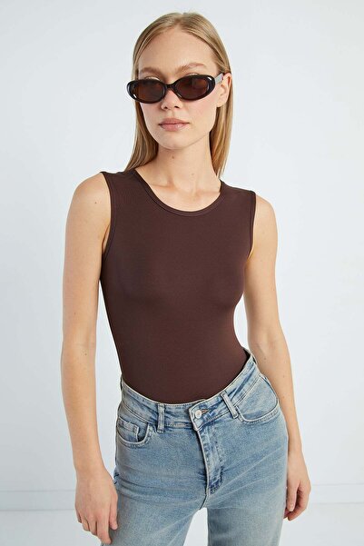 Fulla Moda Basic Crew Neck Snap Body