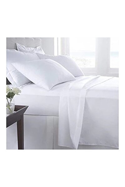 COM LIVING HOUSE Extra double bed sheet, 320 x 280 cm, plain white ranforce c...