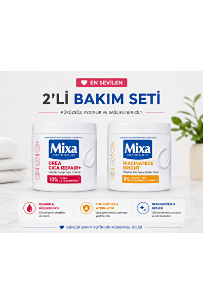 MİXA Urea Cica Repair+ & Niacinamide Bright 2’li Bakım Seti