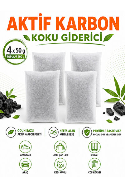 jerdali Aktif Karbon Koku Giderici Kese 4 Adet x 50 g – Ayakkabı, Dolap, Araç...