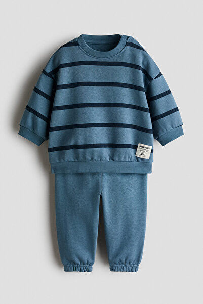 H&M 2 Parçalı Baskılı Sweatshirt Set