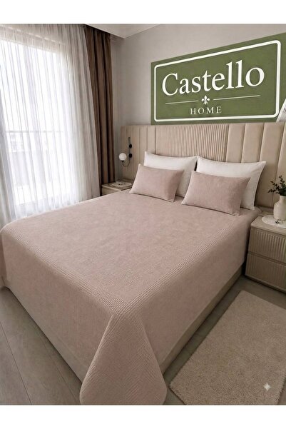 CASTELLO HOME Pike Çift Kişilik Desenli Yatak Örtüsü Otel Tipi Lüx Pike