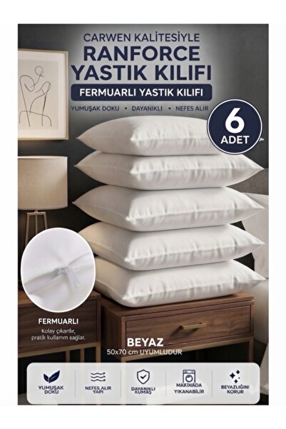 carwen home tekstil Zippered Inner Lining White Pillow Cover 6 Pieces, Not Fi...