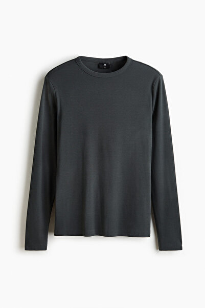 H&M Pamuklu ve Uzun Kollu Tişört Slim Fit