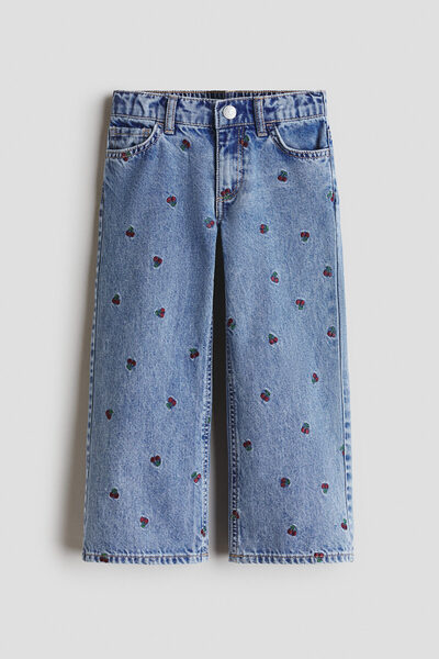 H&M Motif Detaylı ve Geniş Paçalı Kot Pantolon