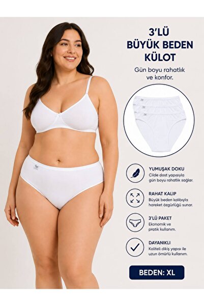 Tutku 3'lü Büyük Beden Külot