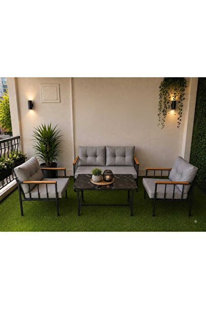 beyza nur tekstil Bahçe Balkon Takımı 2+1+1 Sehpalı