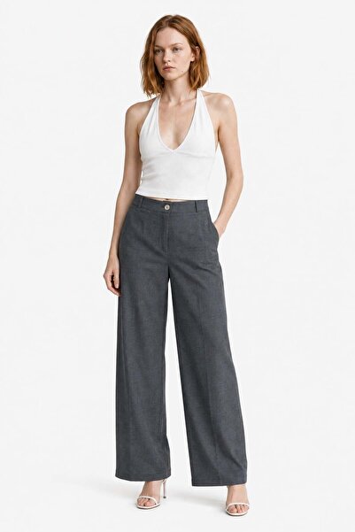 HAKKE Straight/Straight Cut Woven Fabric Pants
