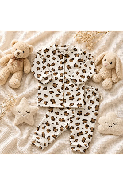BEBELON Leopard printed front snap clothes set for baby