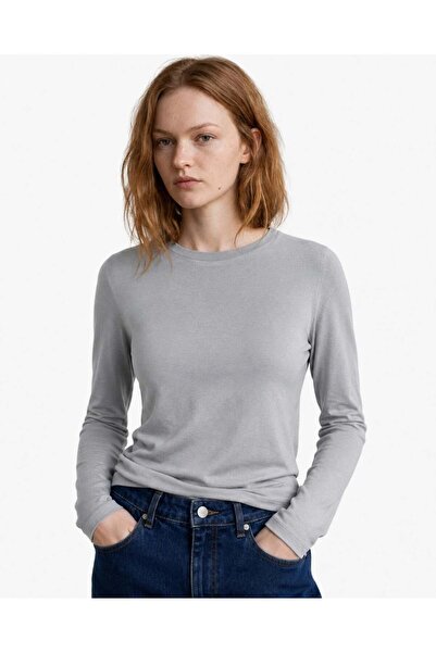 HAKKE Premium viscose crew neck crop stretch knit blouse