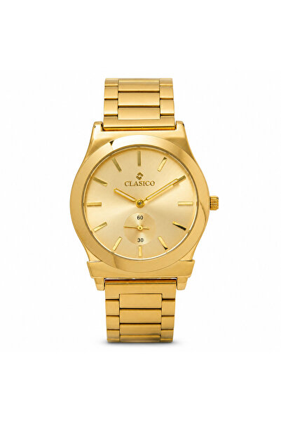 Clasico Minimal Men's Watch – 40mm Gold Sunray Dial, Small Seconds Sub-Dial, ...