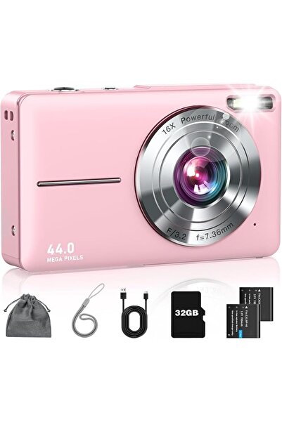 Lecran كاميرا رقمية، كاميرا FHD 1080P مع بطاقة 32 جيجابايت، بطاريتين، تكبير 1...