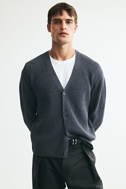 H&M Lastik Örgülü Şönil Hırka Relaxed Fit