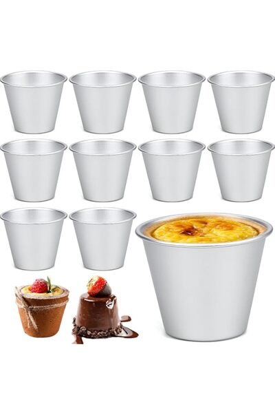 Generic 10 Pieces Pudding Moulds for Baking, Mini Aluminum Moulds for DIY Coo...