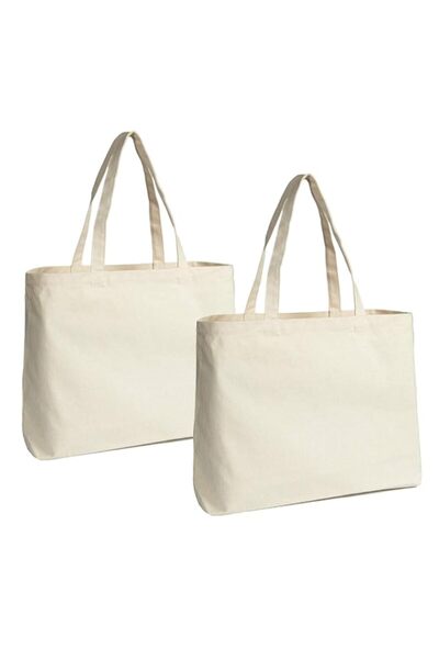 Generic JILLMO Canvas shopping bag 2 pack White