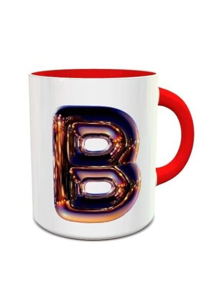 Generic Impress Letter B Ceramic Coffee Mug (White/Red)