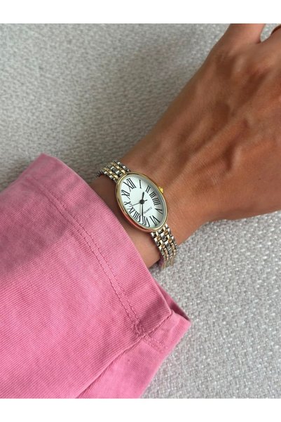 MERW Roses Model Gold Gümüş Renk Metal Kordon Vintage Seri Kadın Kol Saati
