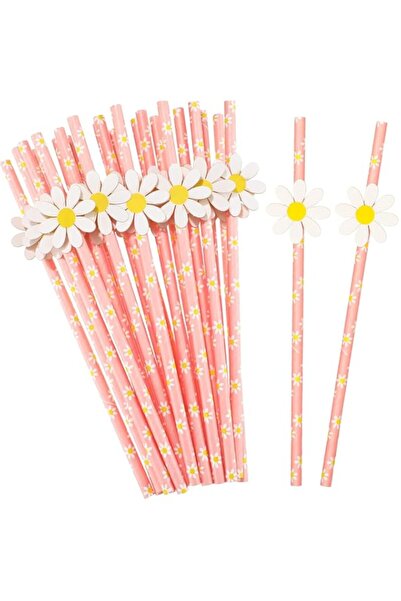 Generic 100 Pcs Daisy Paper Straws Party Decorations, Disposable Groovy Flora...