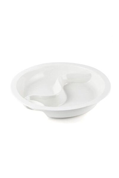 Generic Porcelain Round With Divider Chafing Dish Insert, Ivory