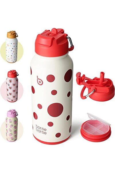 BottleWorld 32oz Insulated Stainless Steel Sports Water Bottle with Straw and...