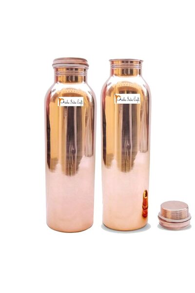 Generic PRISHA INDIA CRAFT Set Of 2 - Traveller's 100% Pure Copper Water Bott...