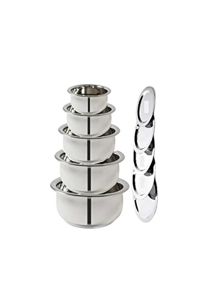 Generic Ayda Curved Bottom Stainless Steel Cookware Set 10-Pieces, 9 Liter Ca...